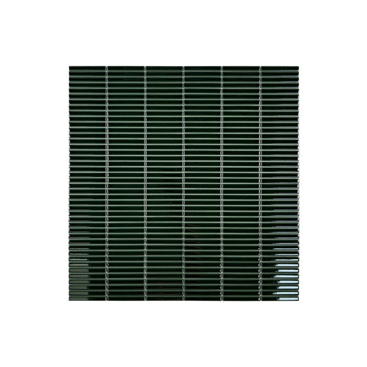 Ravello Garden Series Deep Emerald Green Long Strip Glossy Porcelain Mosaic