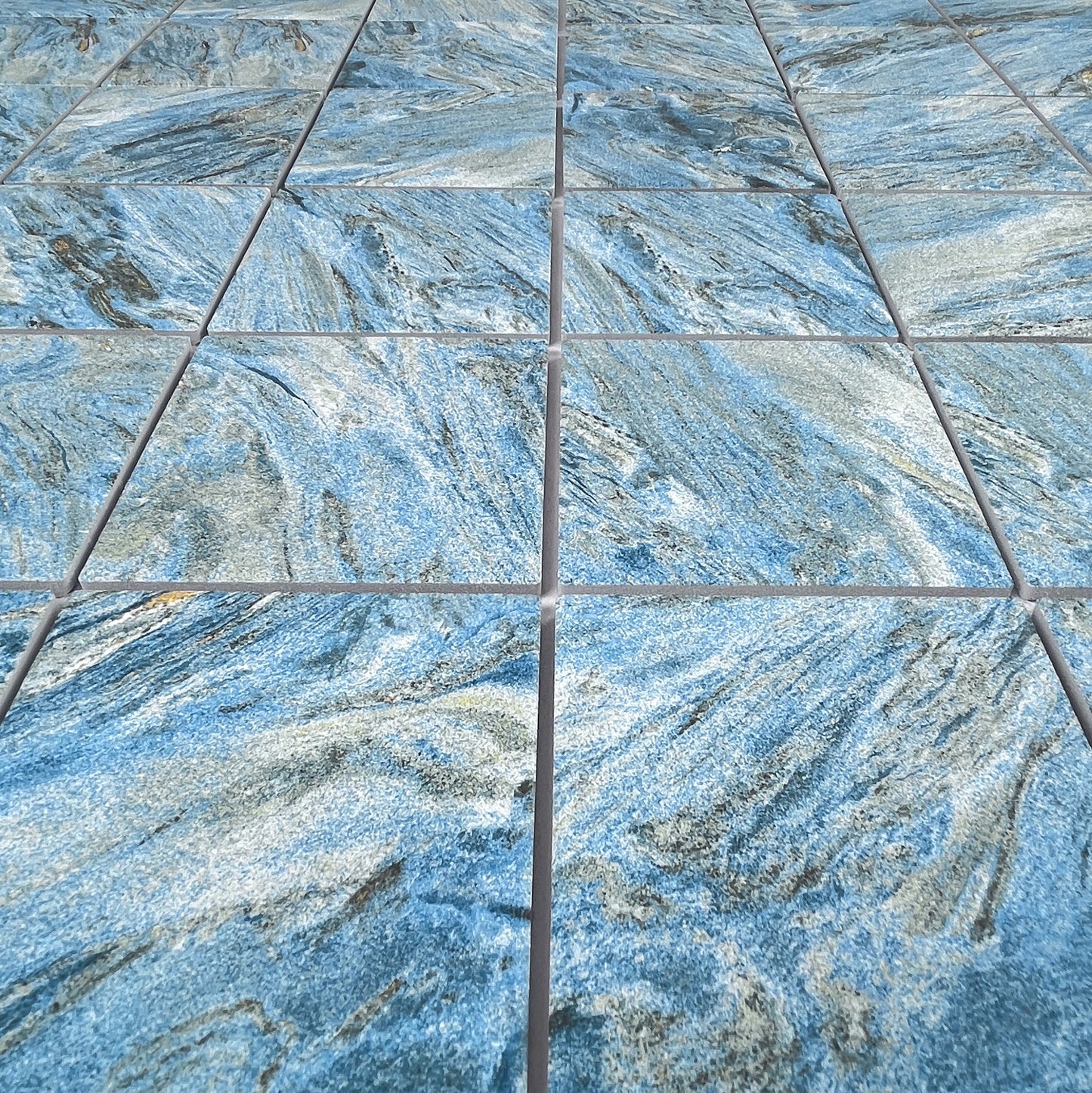Majestic Naturale Series Neon Blue & Gold Vein Mixed Convex Matte Surface Stone Pattern Porcelain Mosaic