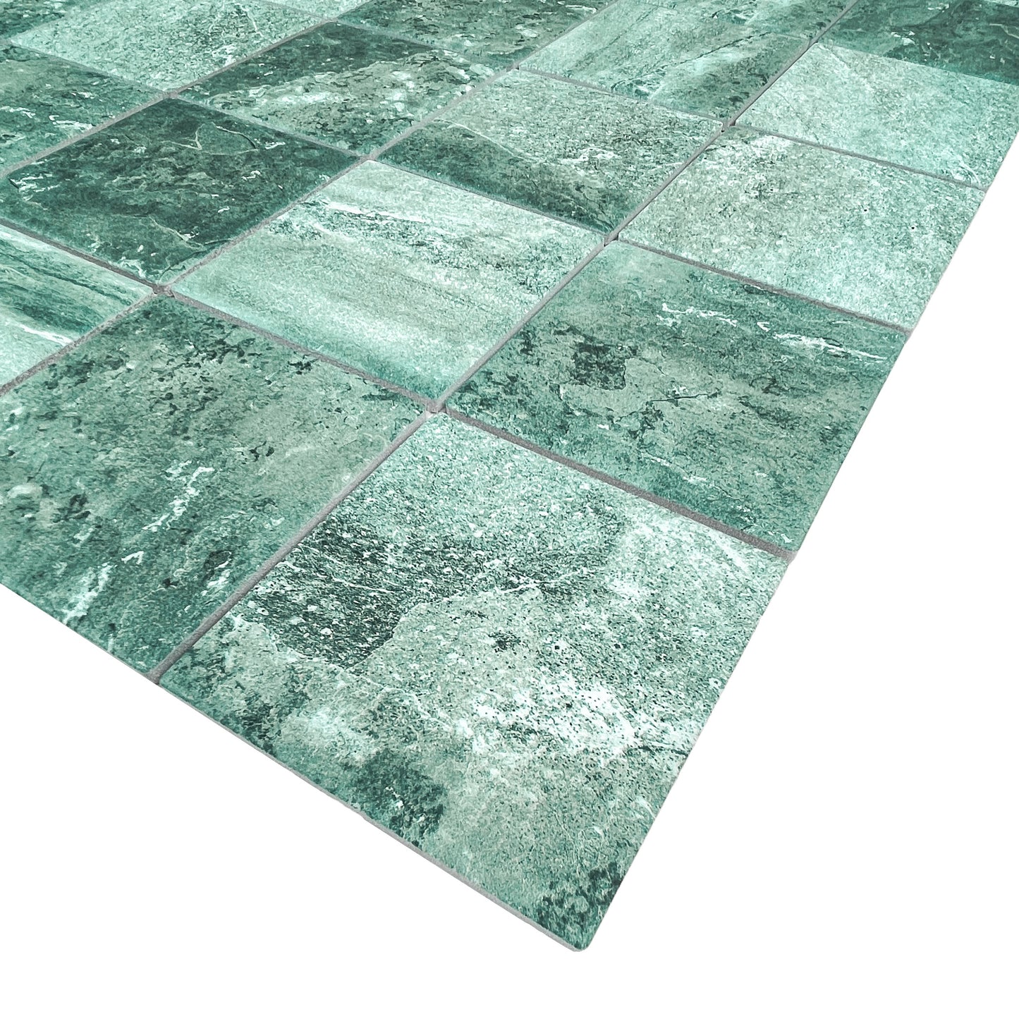 Majestic Naturale Series Mint Green & Forest Green Mixed Convex Matte Surface Stone Pattern Porcelain Mosaic