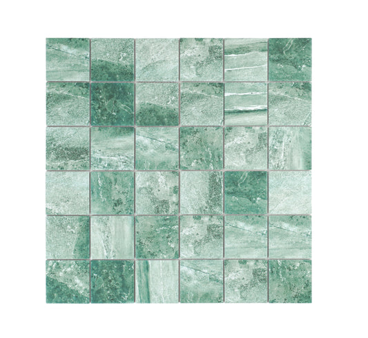 Majestic Naturale Series Mint Green & Forest Green Mixed Convex Matte Surface Stone Pattern Porcelain Mosaic