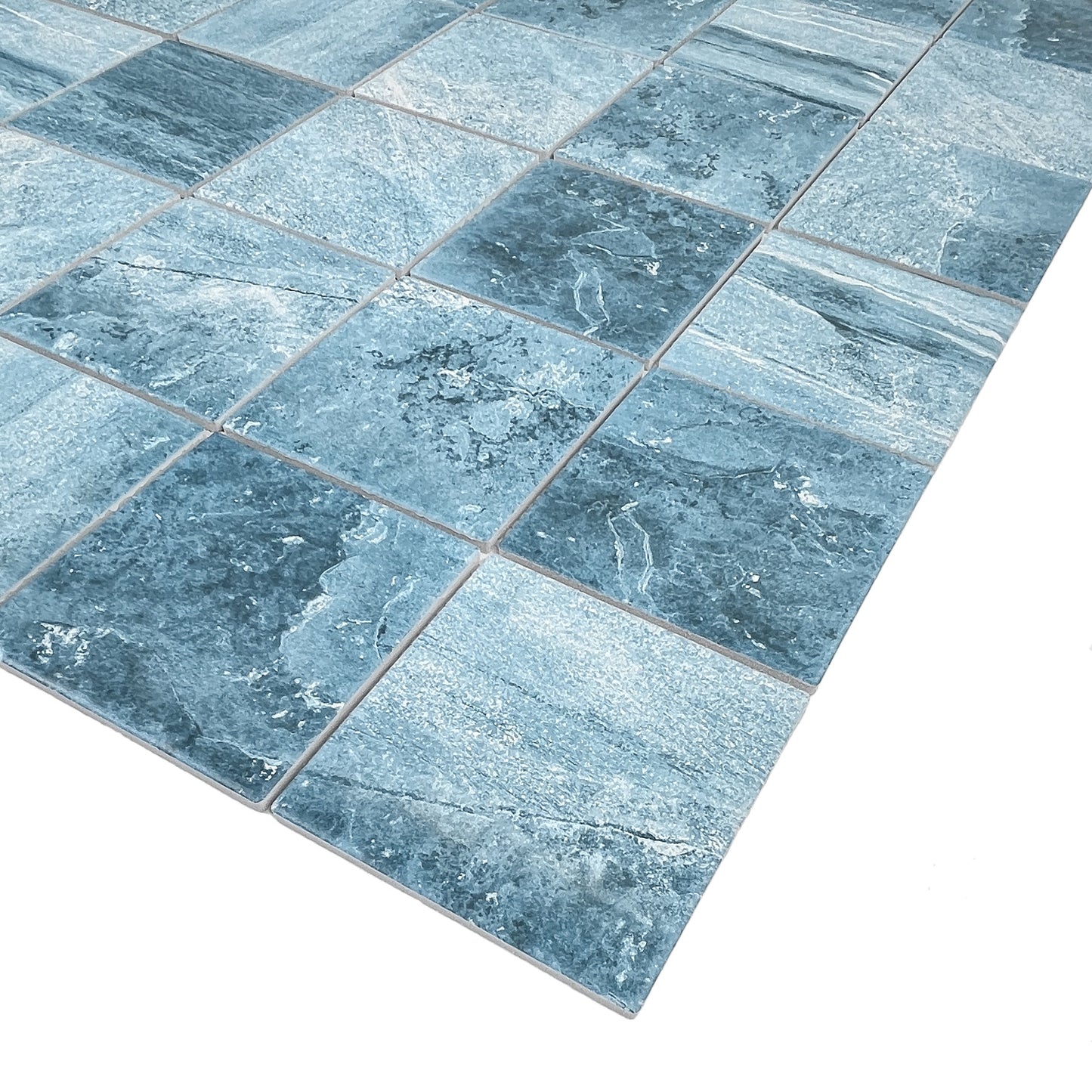 Majestic Naturale Series Cobalt Blue & Cornflower Blue Mixed Convex Matte Surface Stone Pattern Porcelain Mosaic