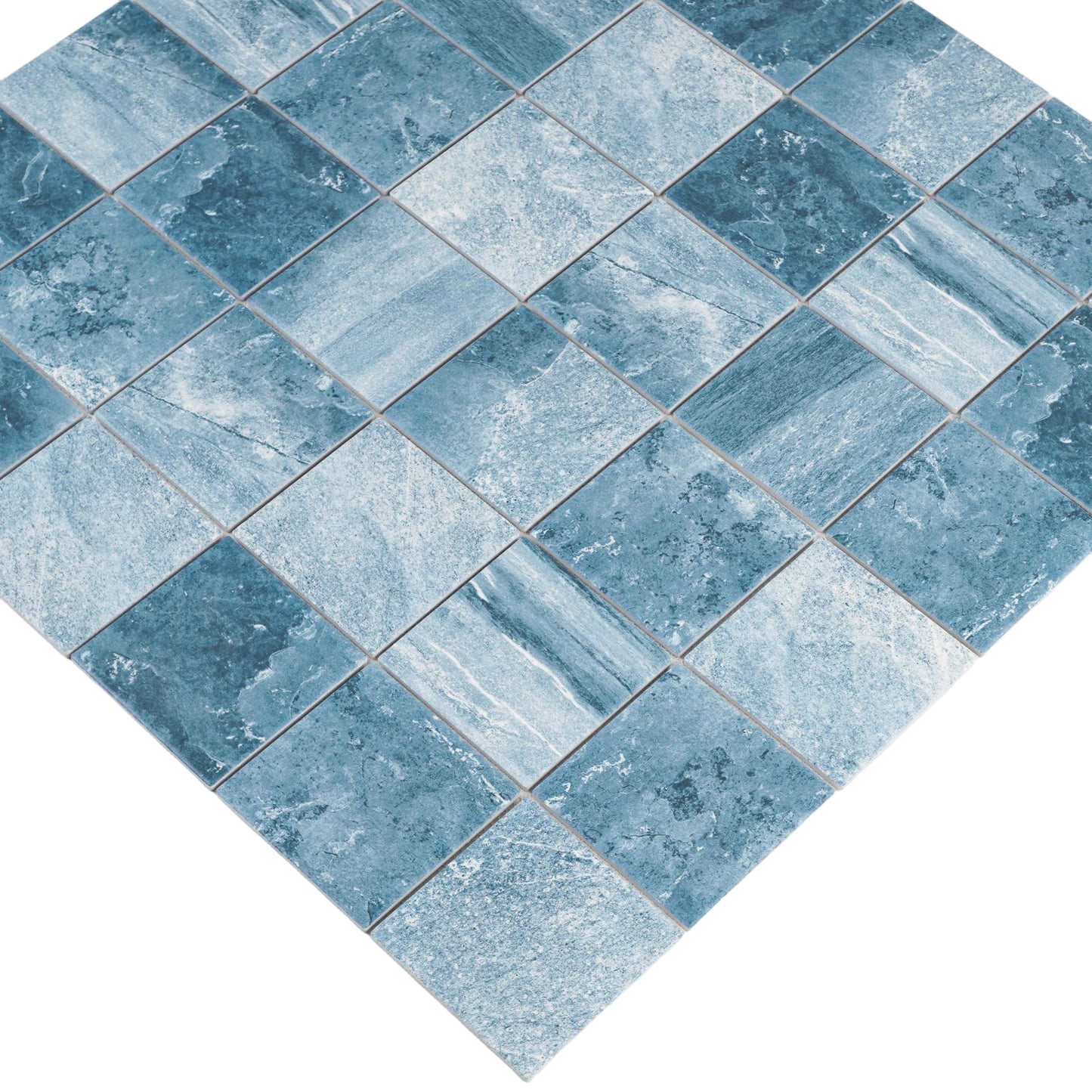 Majestic Naturale Series Cobalt Blue & Cornflower Blue Mixed Convex Matte Surface Stone Pattern Porcelain Mosaic
