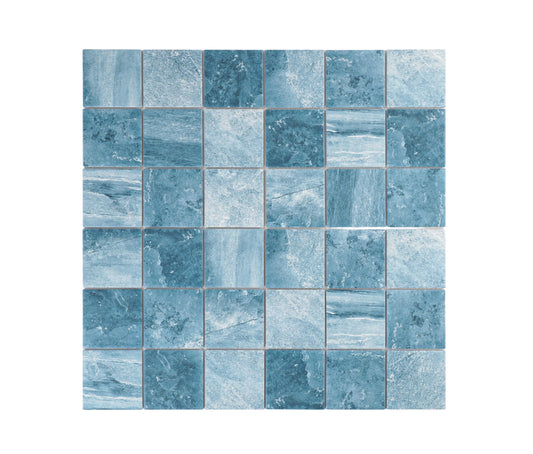 Majestic Naturale Series Cobalt Blue & Cornflower Blue Mixed Convex Matte Surface Stone Pattern Porcelain Mosaic