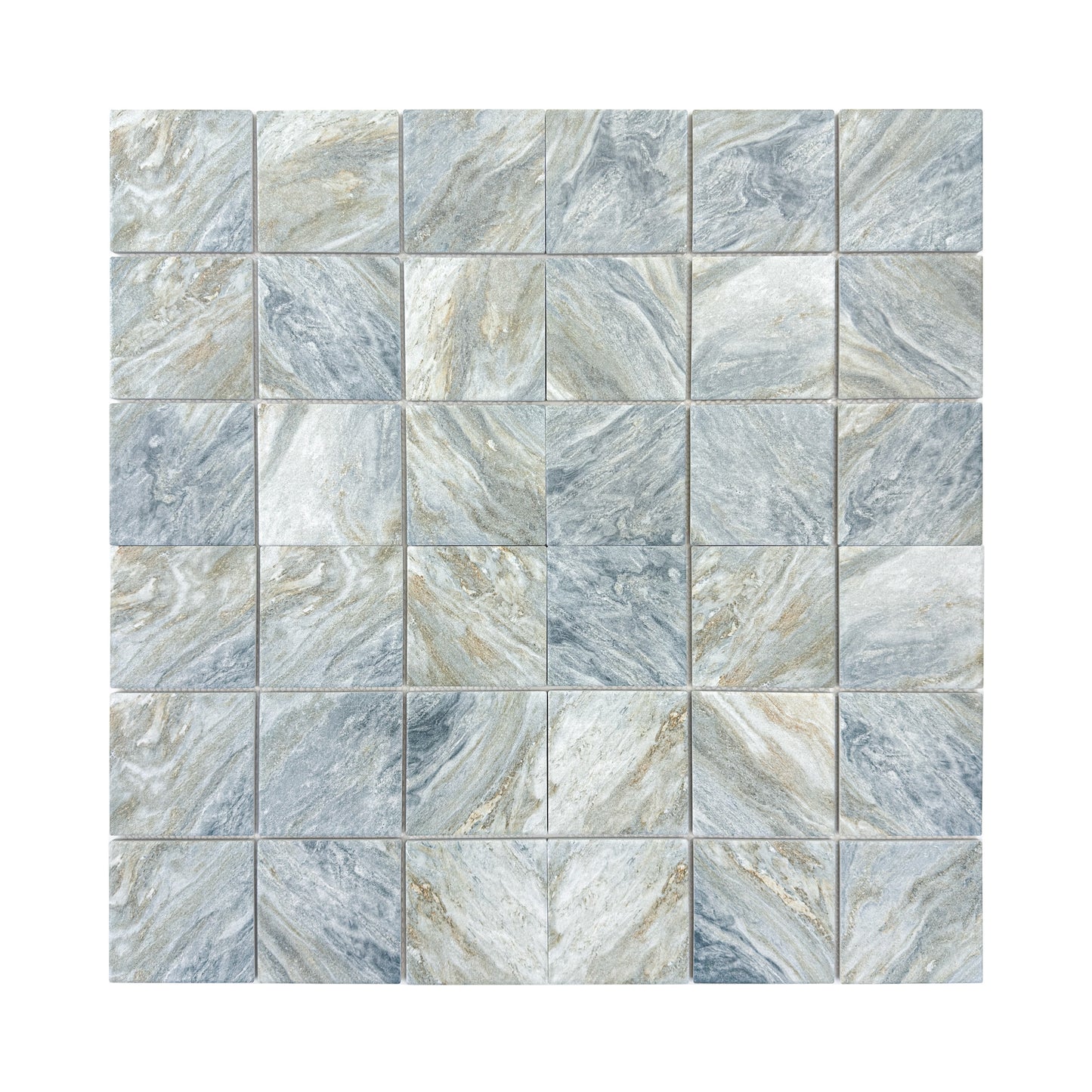 Majestic Naturale Series Lava Grey & Gold Vein Mixed Convex Matte Surface Stone Pattern Porcelain Mosaic