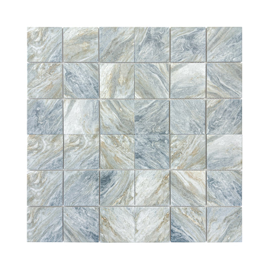 Majestic Naturale Series Lava Grey & Gold Vein Mixed Convex Matte Surface Stone Pattern Porcelain Mosaic