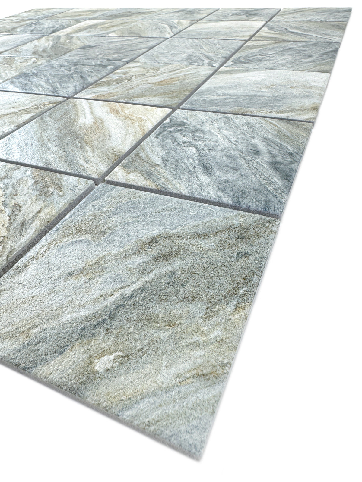 Majestic Naturale Series Lava Grey & Gold Vein Mixed Convex Matte Surface Stone Pattern Porcelain Mosaic