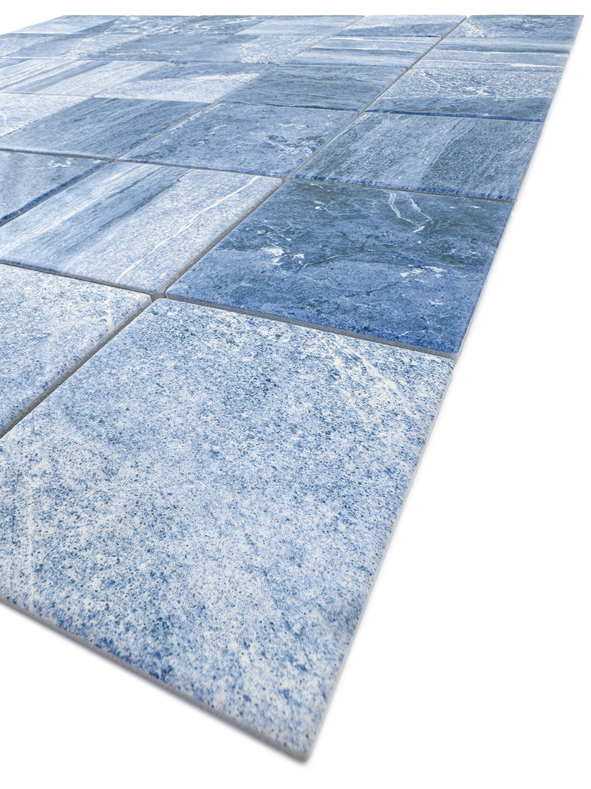 Majestic Naturale Series Cobalt Blue & Cornflower Blue Mixed Convex Matte Surface Stone Pattern Porcelain Mosaic