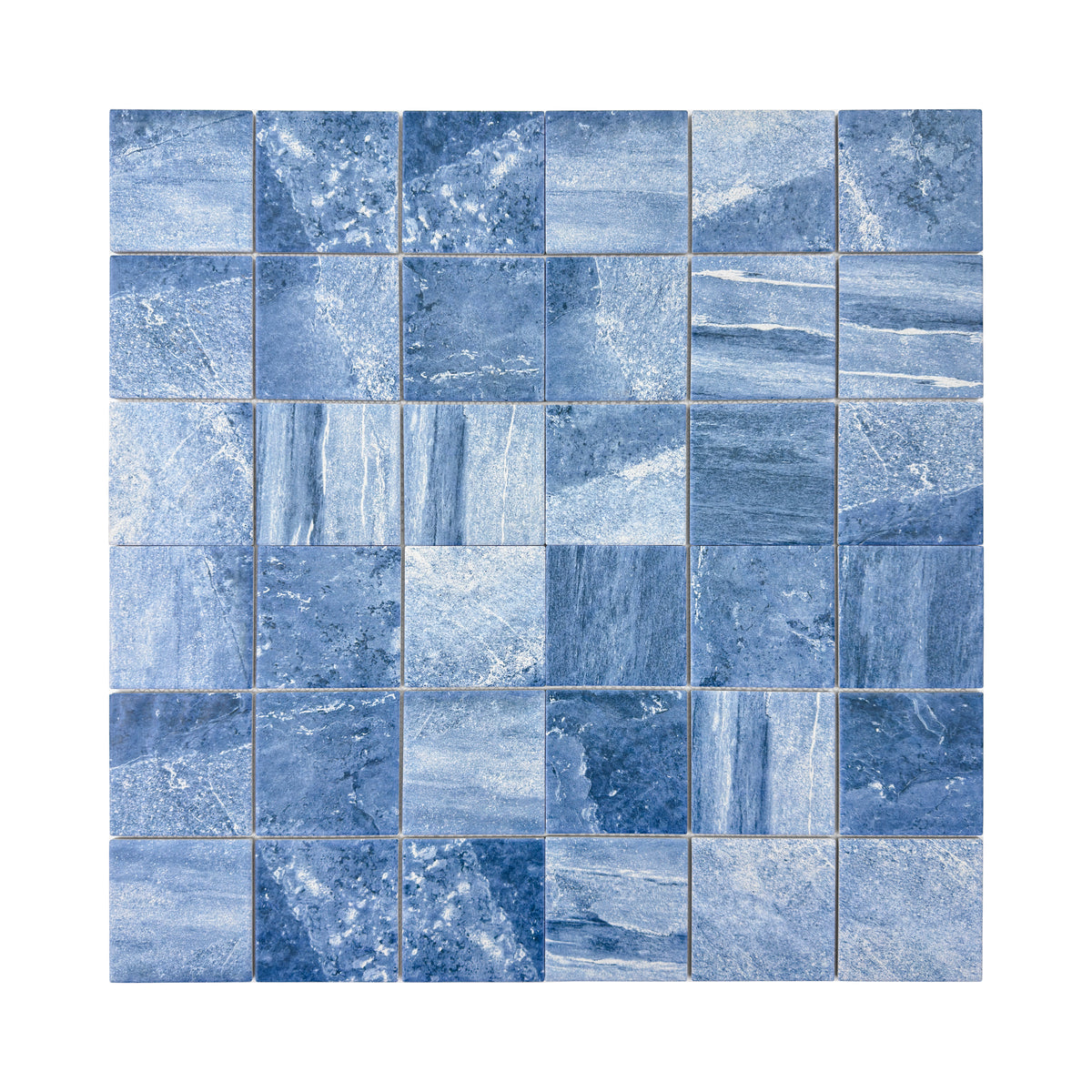 Majestic Naturale Series Cobalt Blue & Cornflower Blue Mixed Convex Matte Surface Stone Pattern Porcelain Mosaic