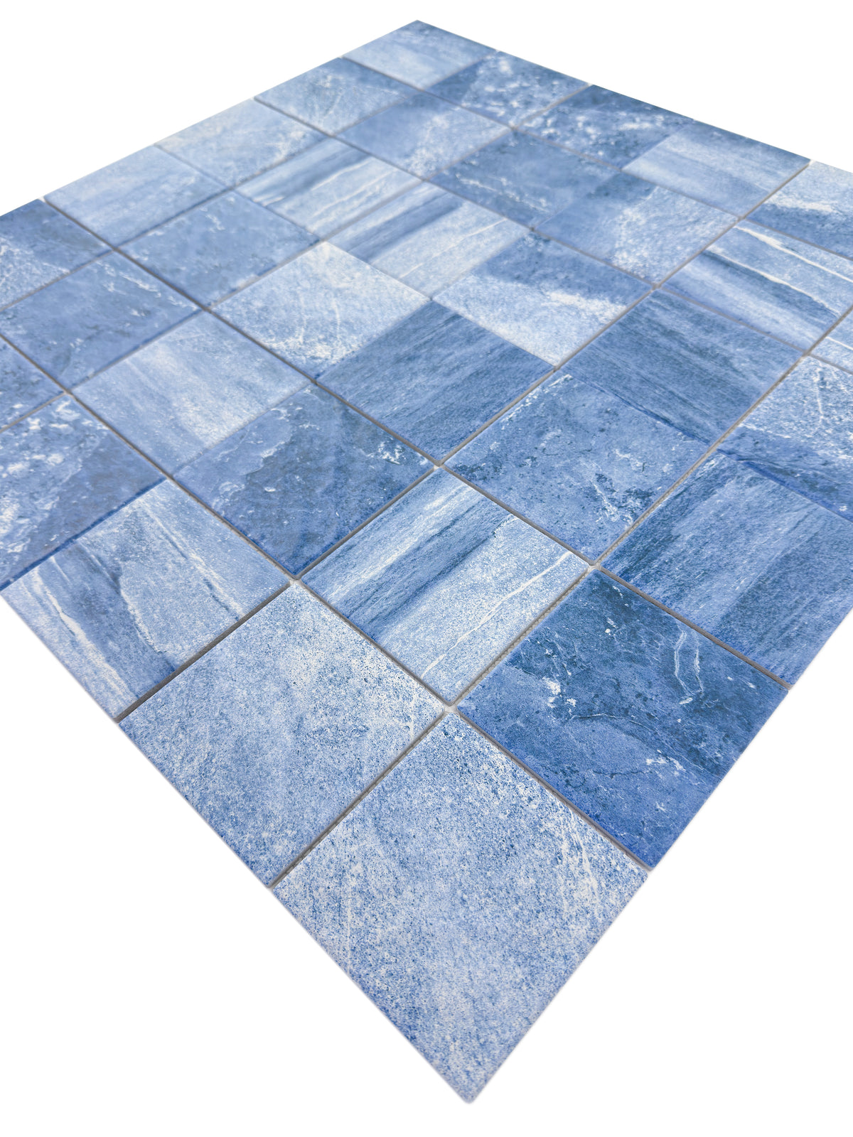 Majestic Naturale Series Cobalt Blue & Cornflower Blue Mixed Convex Matte Surface Stone Pattern Porcelain Mosaic