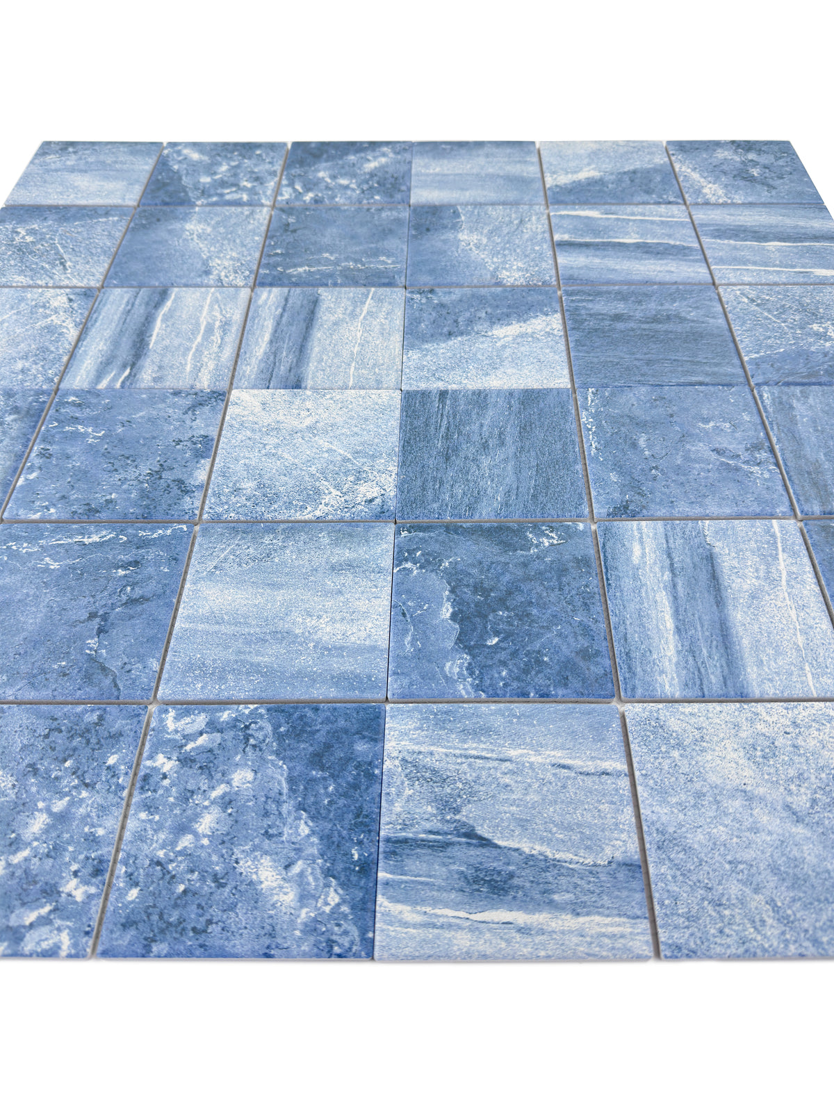 Majestic Naturale Series Cobalt Blue & Cornflower Blue Mixed Convex Matte Surface Stone Pattern Porcelain Mosaic