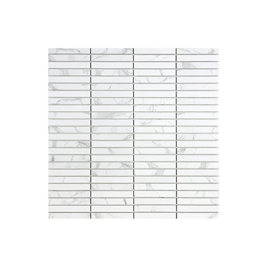 Carrara Lumina Series Carrara White  Flat Surface Long Strip   Porcelain Mosaic