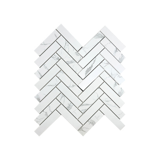 Carrara Lumina Series Carrara White  Herringbone  Porcelain Mosaic