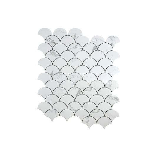 Carrara Lumina Series Carrara White  Fan Shape  Porcelain Mosaic