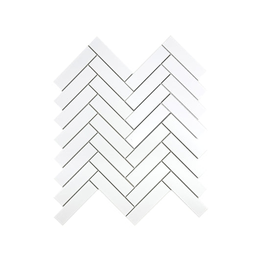 Carrara Lumina Series Pure White Herringbone  Porcelain Mosaic