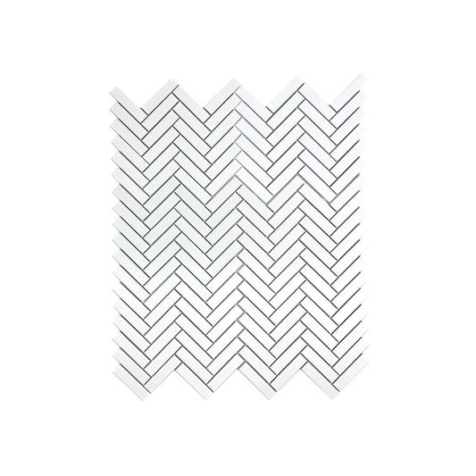 Carrara Lumina Series Pure White Herringbone  Porcelain Mosaic