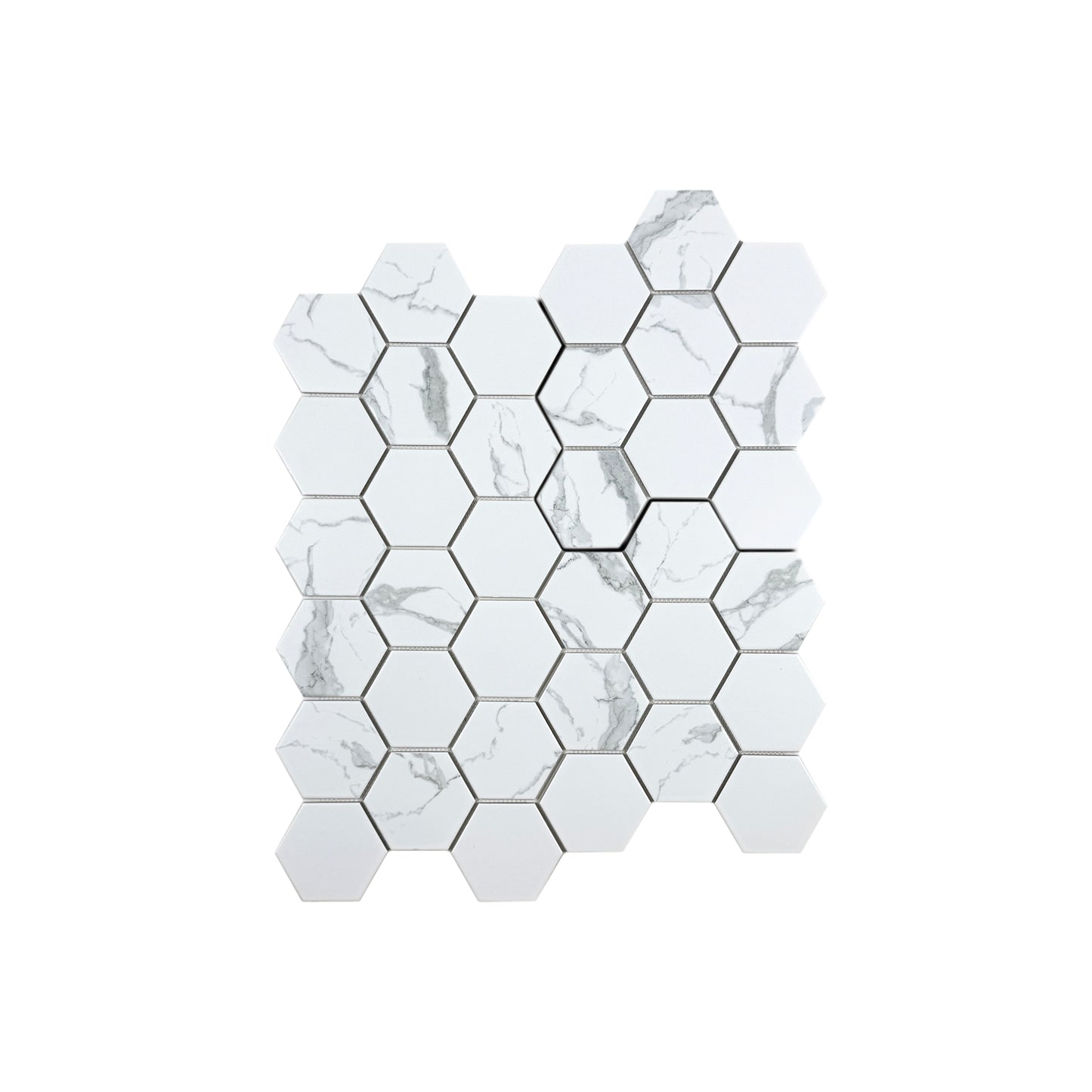 Carrara Lumina Series Carrara White  Hexagon  Porcelain Mosaic