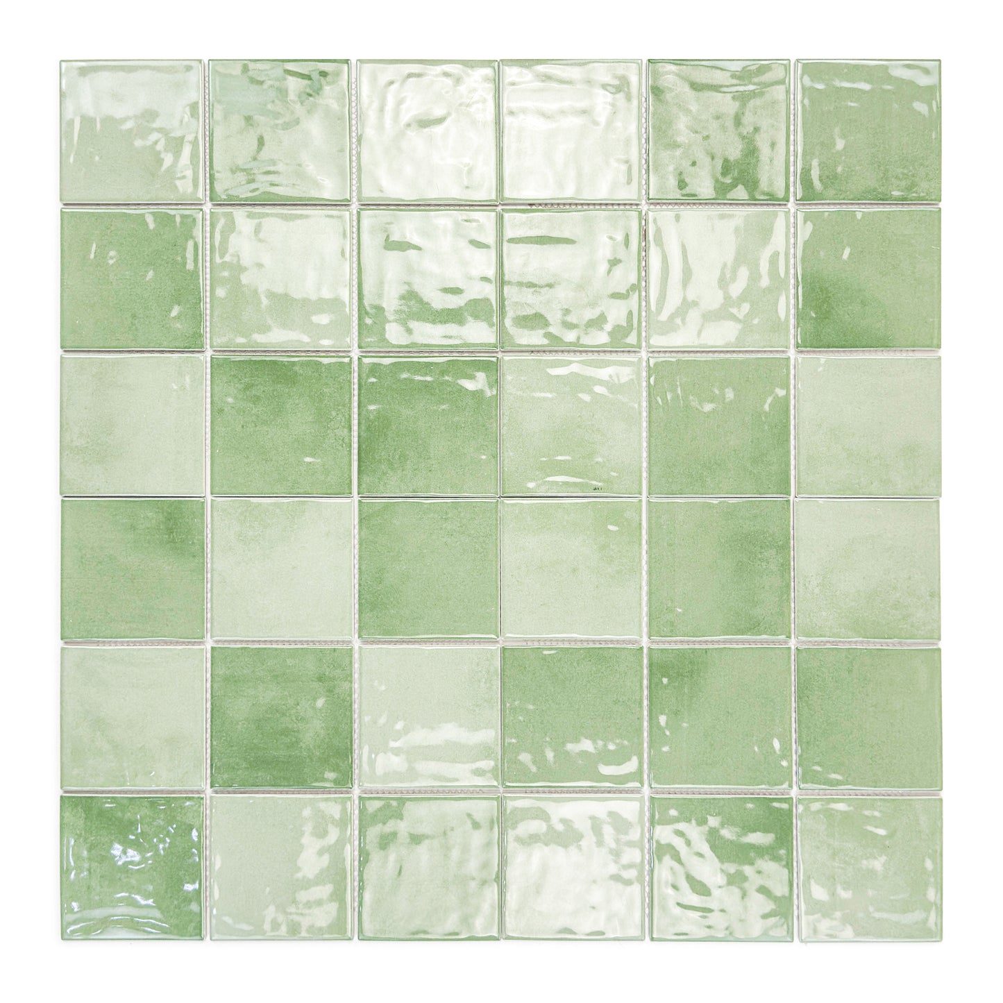 Burano Series Saga Green & Olive Green Mixed Natural Gradient Porcelain Mosaic