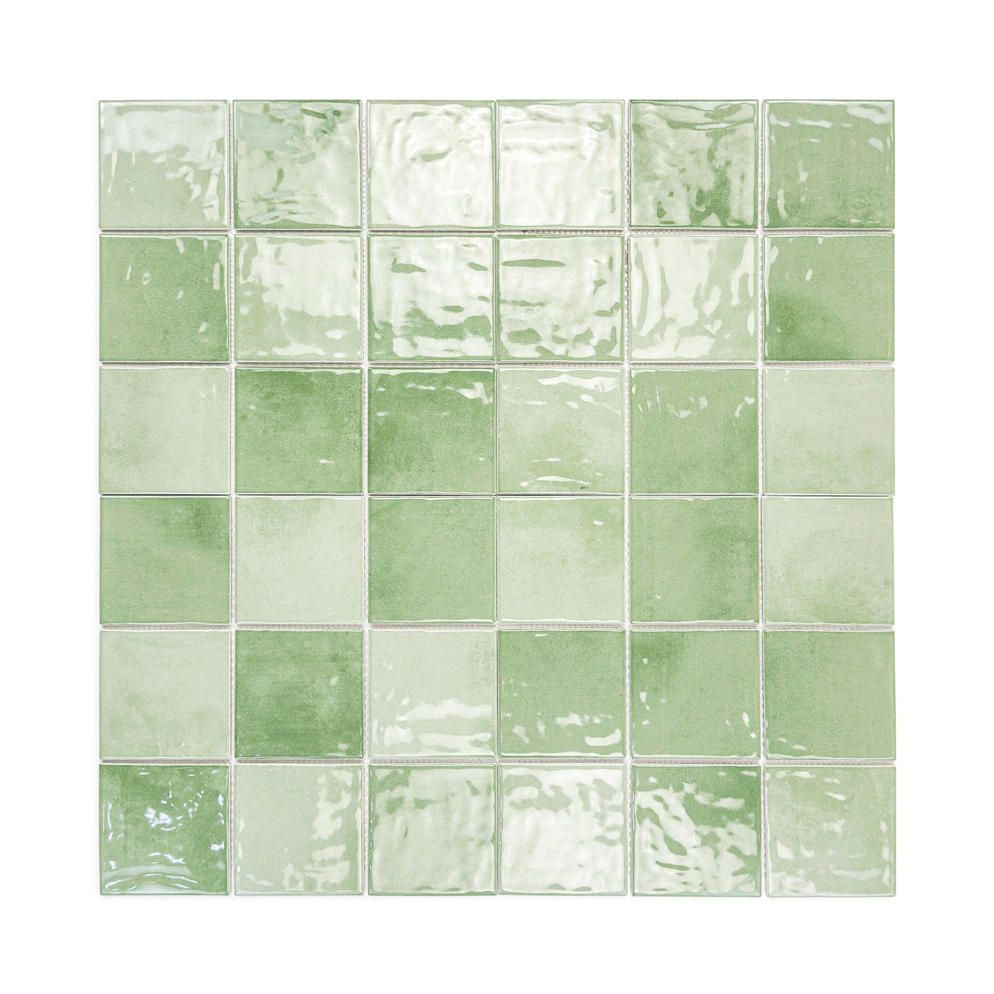 Burano Series Saga Green & Olive Green Mixed Natural Gradient Porcelain Mosaic