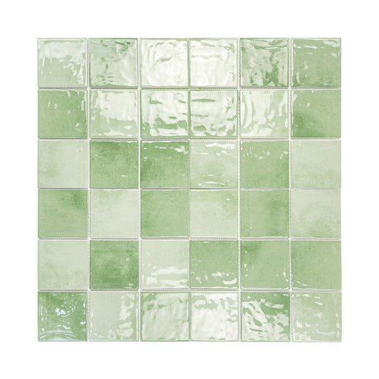 Burano Series Saga Green & Olive Green Mixed Natural Gradient Porcelain Mosaic