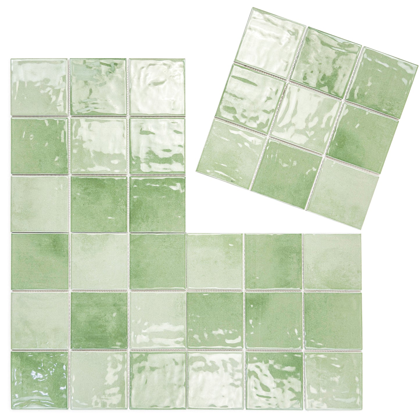Burano Series Saga Green & Olive Green Mixed Natural Gradient Porcelain Mosaic