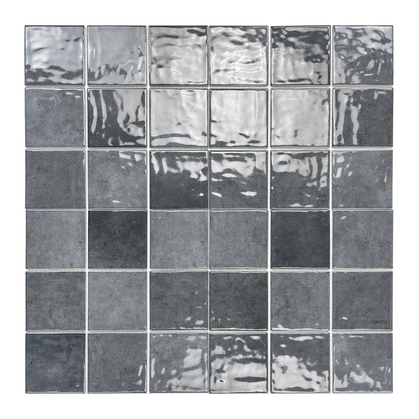 Burano Series Light Grey & Iron Grey Mixed Natural Gradient Porcelain Mosaic