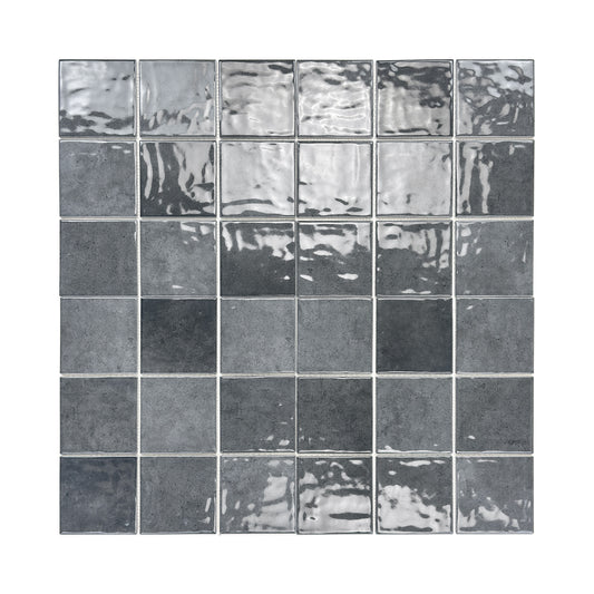 Burano Series Light Grey & Iron Grey Mixed Natural Gradient Porcelain Mosaic