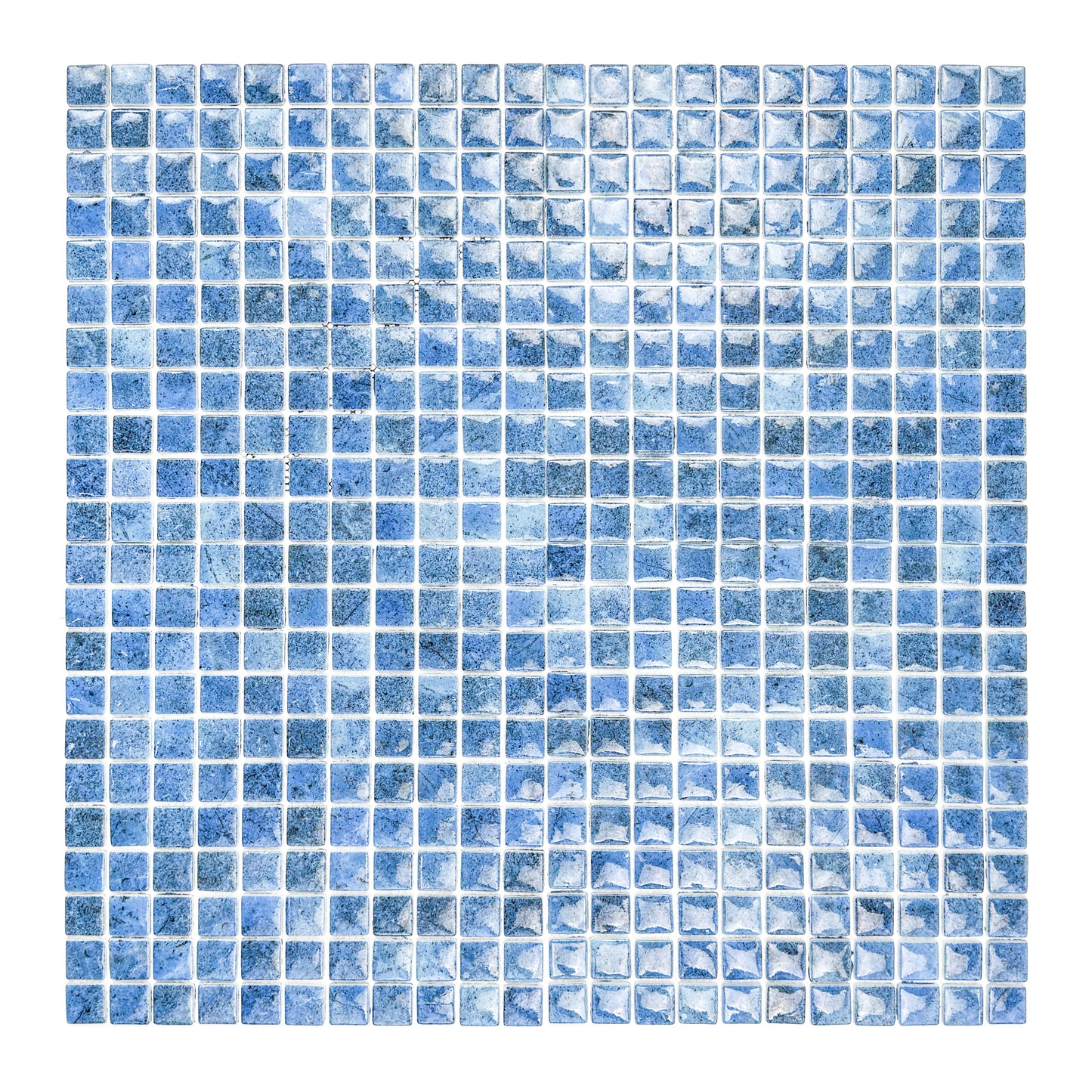 Opulent Vein Series Indigo Blue & Neon Blue Marble Texture Glossy Recycled Glass Mosaic