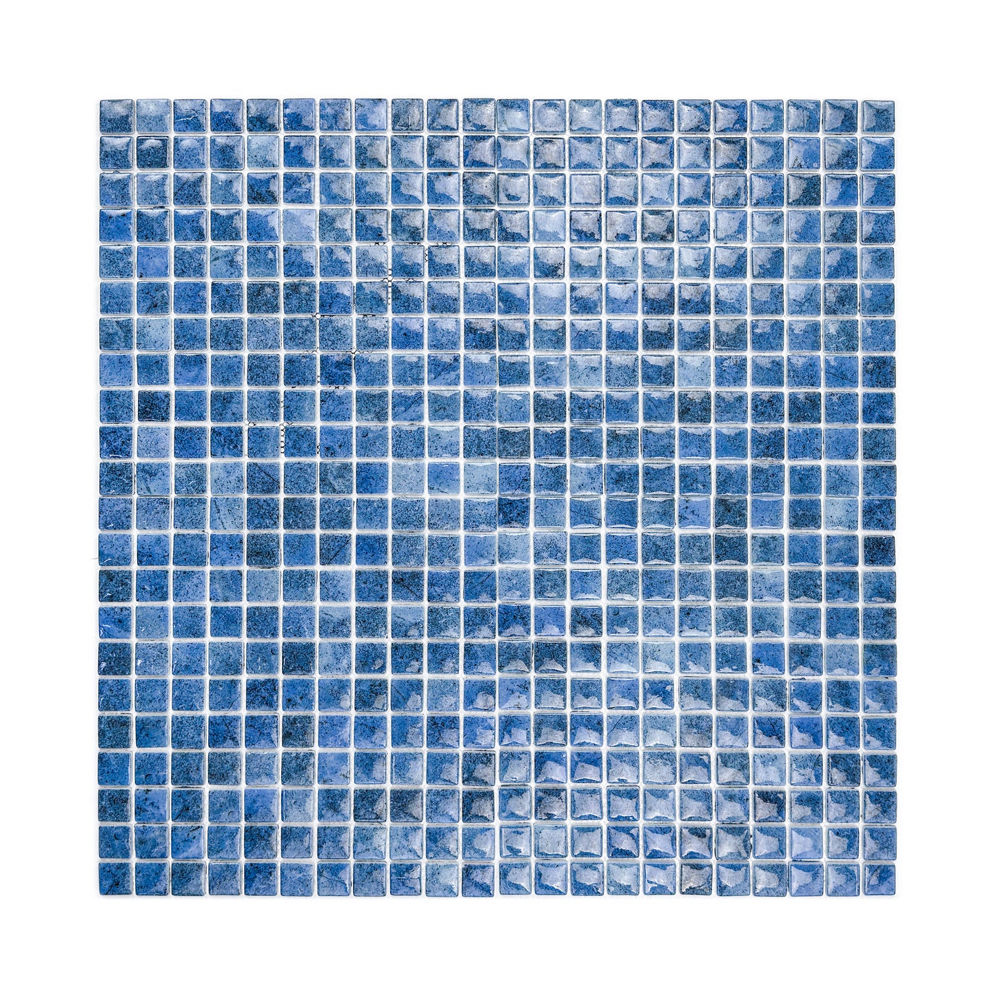 Opulent Vein Series Indigo Blue & Neon Blue Marble Texture Glossy Recycled Glass Mosaic