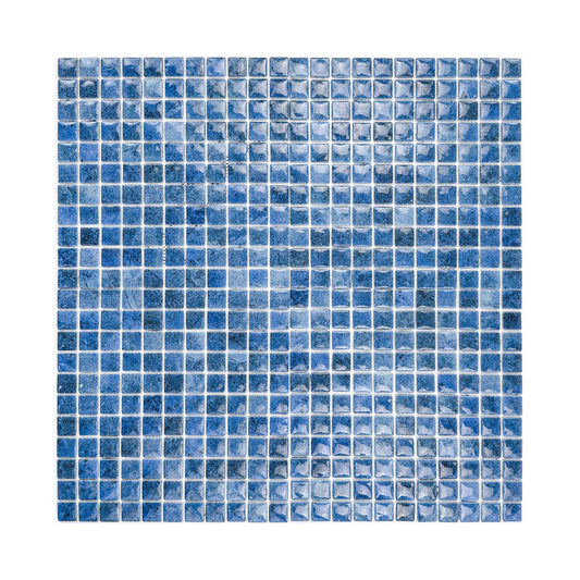 Opulent Vein Series Indigo Blue & Neon Blue Marble Texture Glossy Recycled Glass Mosaic