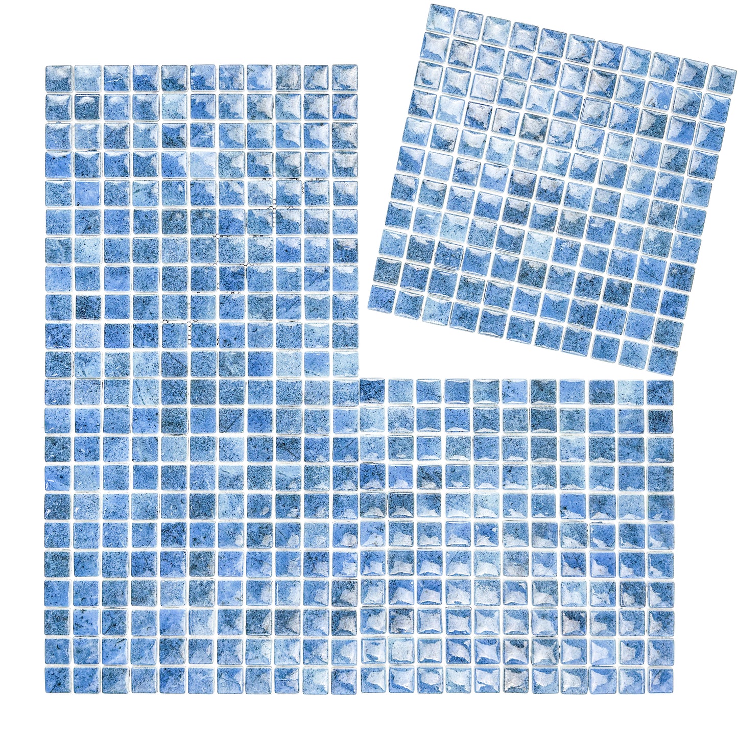 Opulent Vein Series Indigo Blue & Neon Blue Marble Texture Glossy Recycled Glass Mosaic