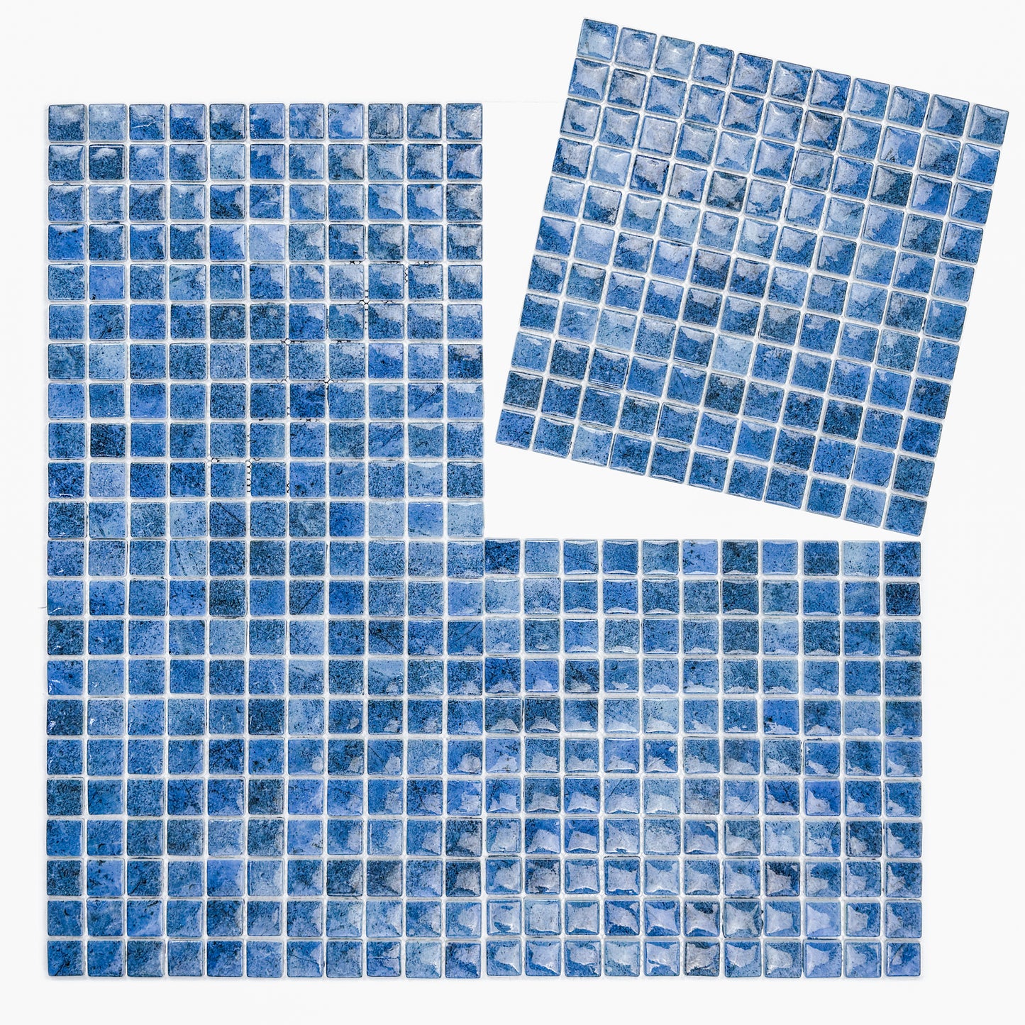 Opulent Vein Series Indigo Blue & Neon Blue Marble Texture Glossy Recycled Glass Mosaic
