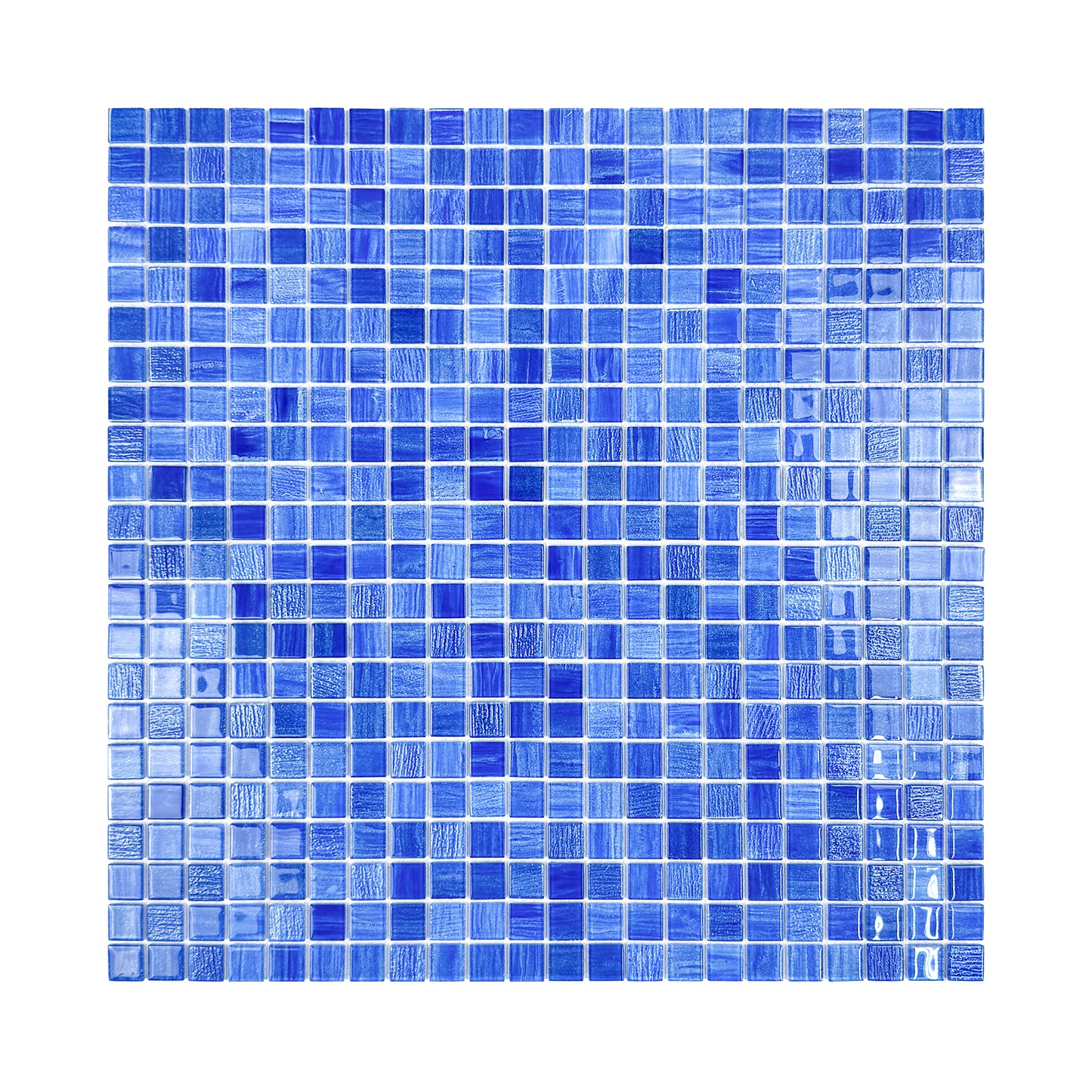 Noble Haven Loyal Blue & Navy Blue & Neon Blue Mixed Glass Mosaic Swimming Pool Tile