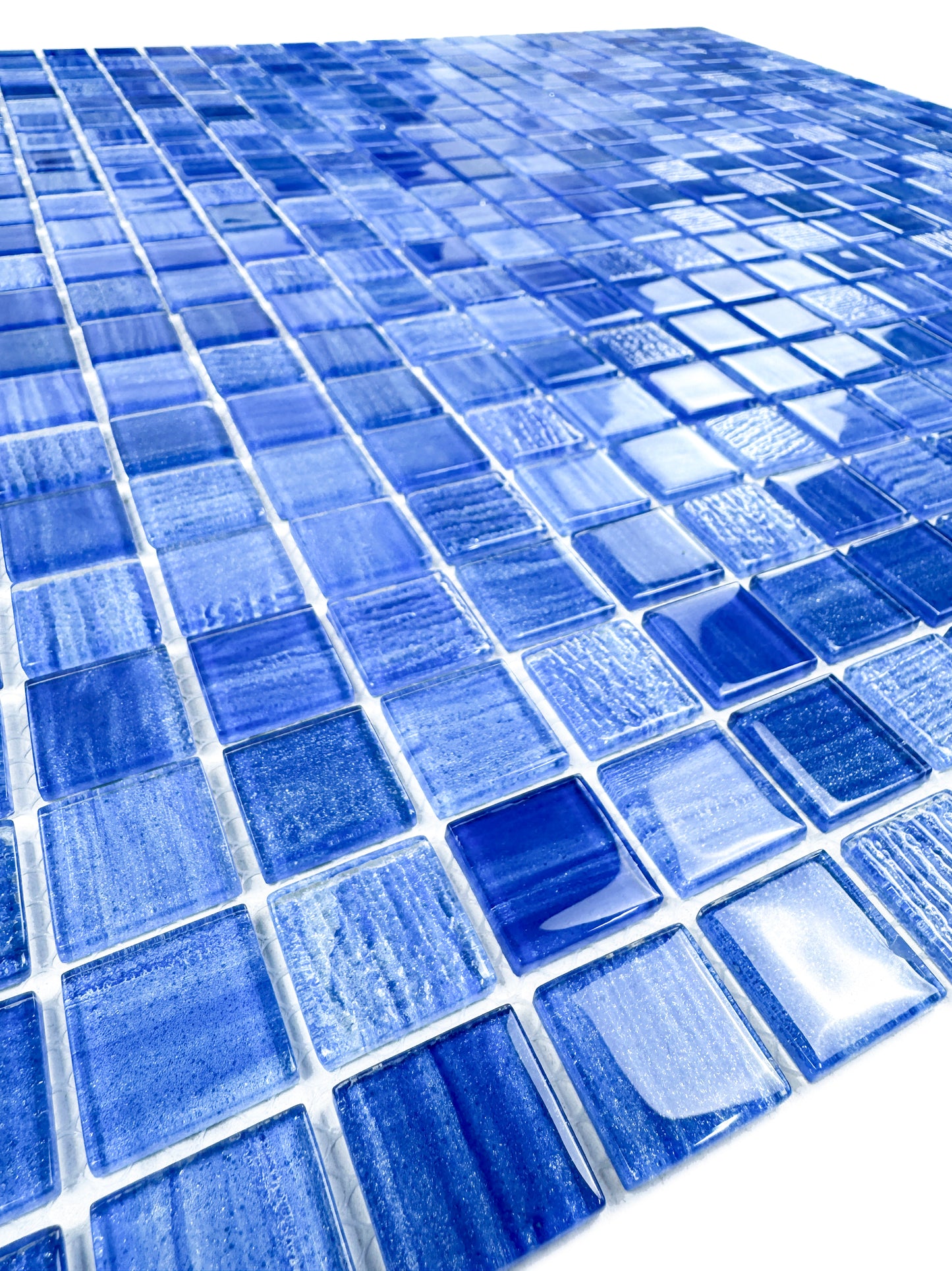 Noble Haven Loyal Blue & Navy Blue & Neon Blue Mixed Glass Mosaic Swimming Pool Tile