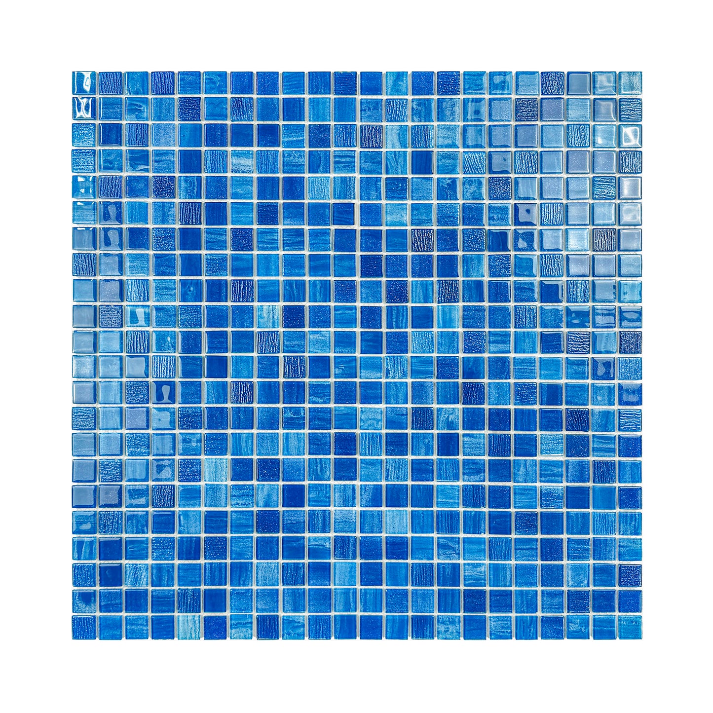 Noble Haven Blue & Sapphire Blue & French Blue Mixed Glass Mosaic Swimming Pool Tile