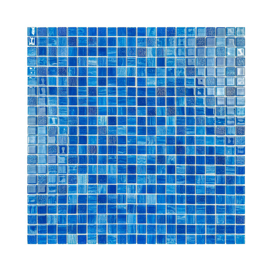 Noble Haven Blue & Sapphire Blue & French Blue Mixed Glass Mosaic Swimming Pool Tile
