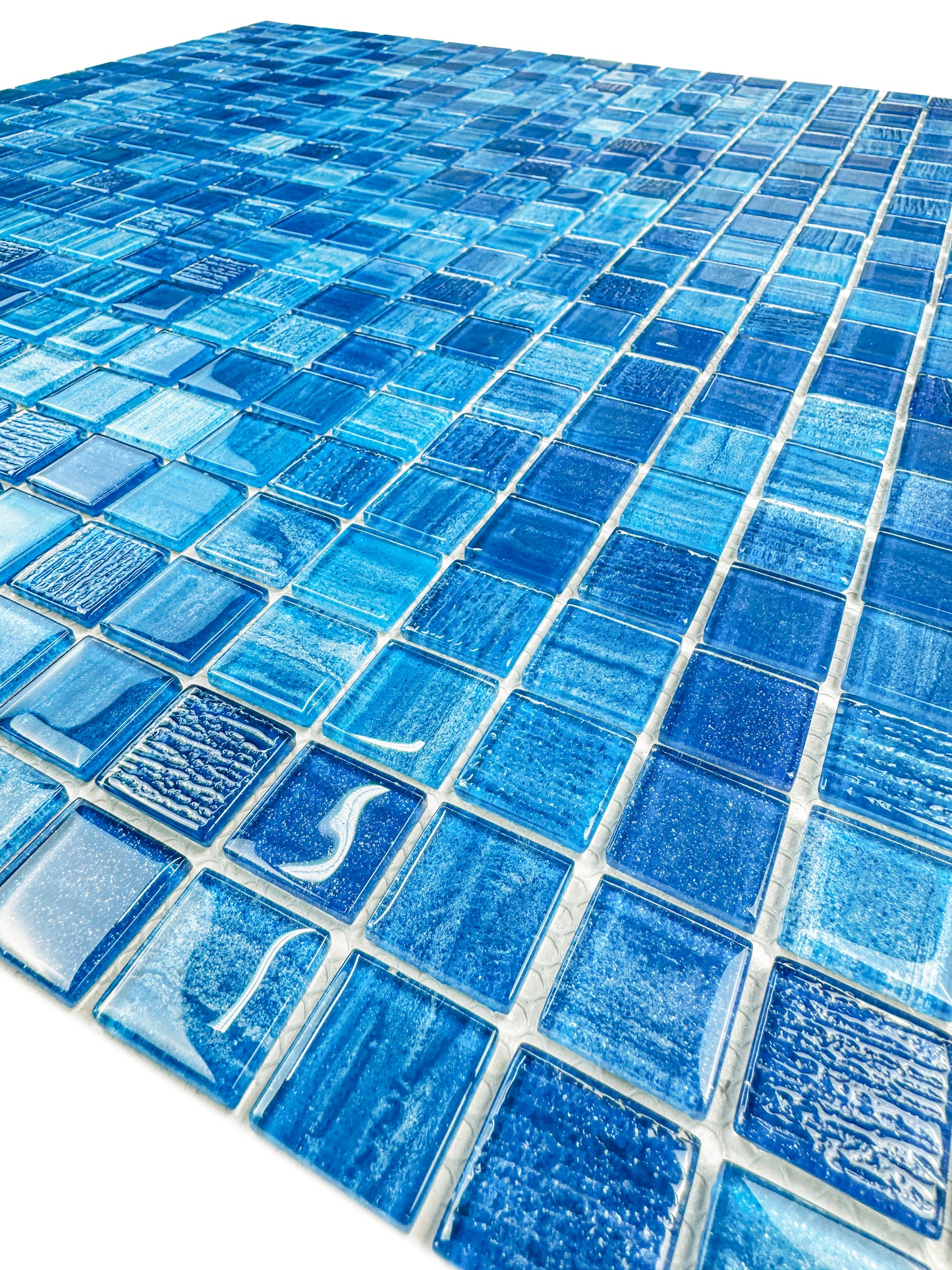 Noble Haven Blue & Sapphire Blue & French Blue Mixed Glass Mosaic Swimming Pool Tile