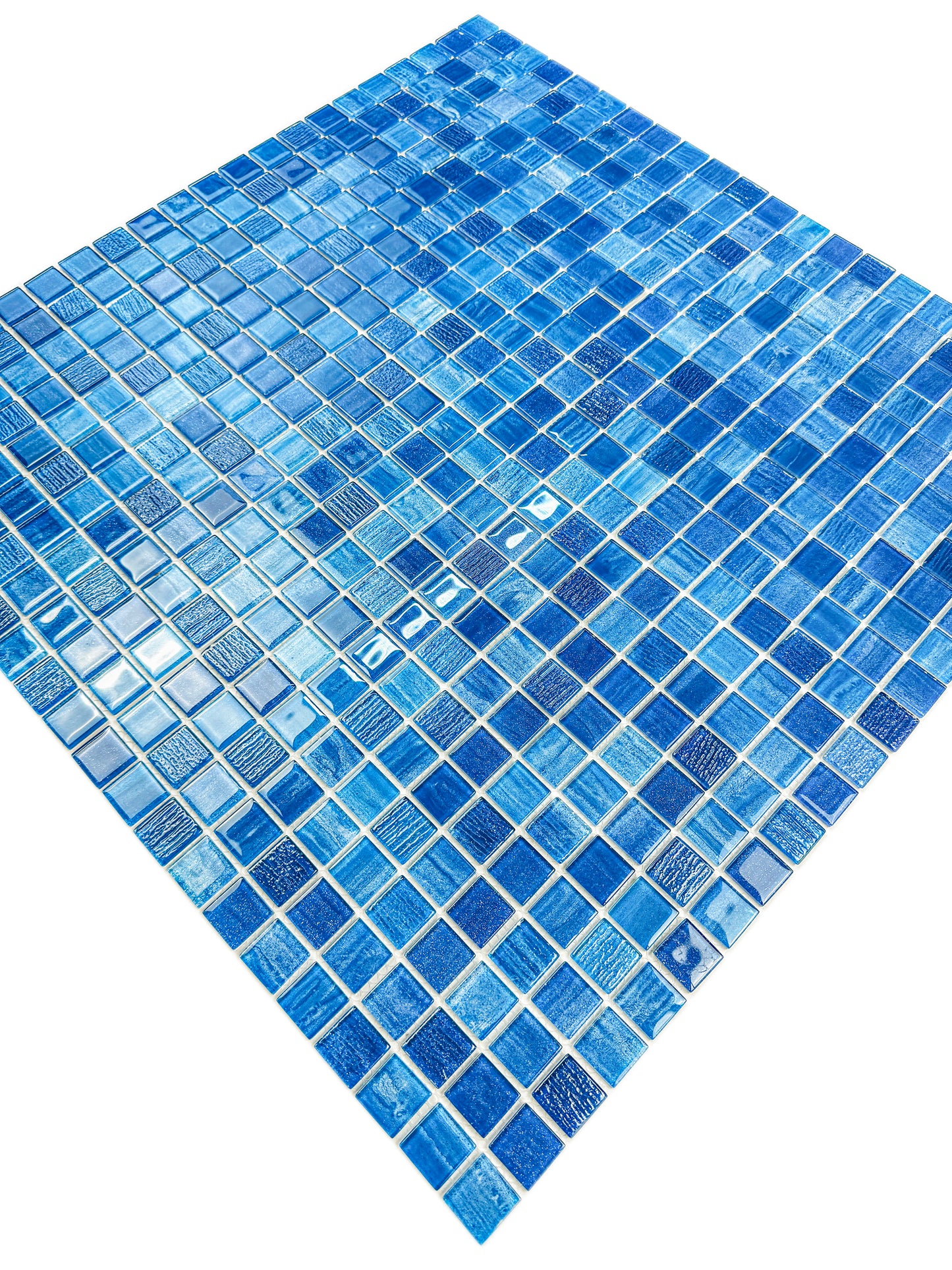 Noble Haven Blue & Sapphire Blue & French Blue Mixed Glass Mosaic Swimming Pool Tile