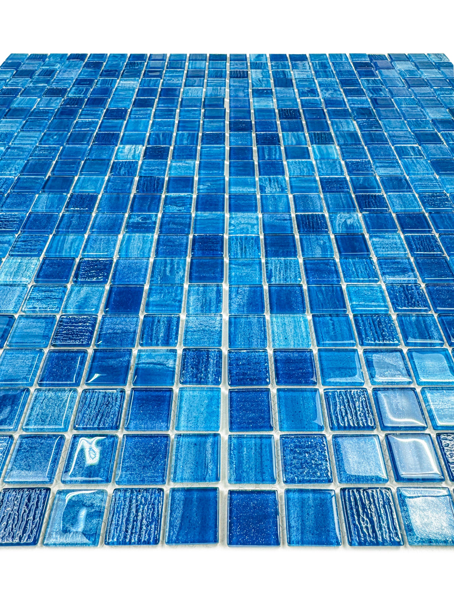 Noble Haven Blue & Sapphire Blue & French Blue Mixed Glass Mosaic Swimming Pool Tile