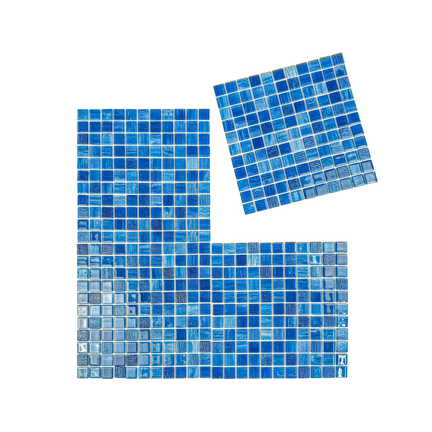 Noble Haven Blue & Sapphire Blue & French Blue Mixed Glass Mosaic Swimming Pool Tile