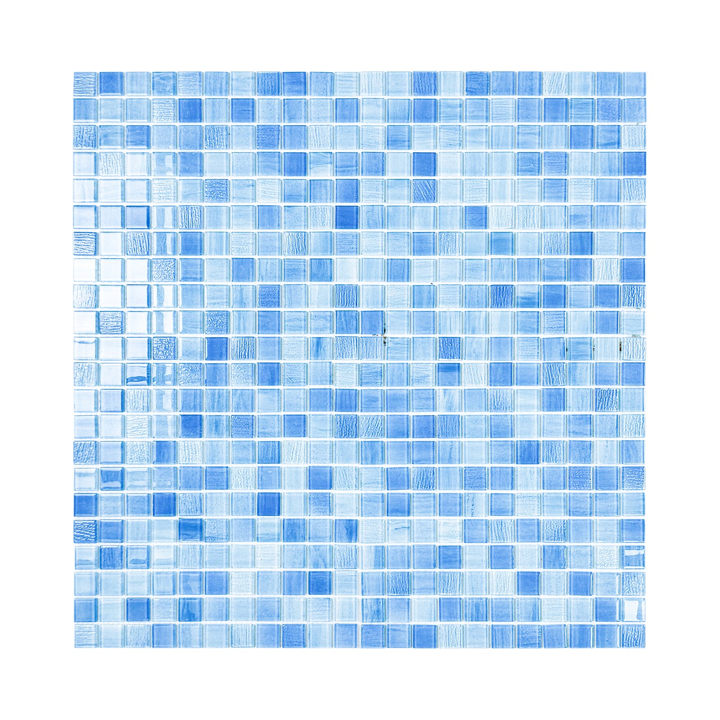 Noble Haven Light Blue & baby Blue & French Blue Mixed Cloud Hand-Drown Crystal Glass Mosaic