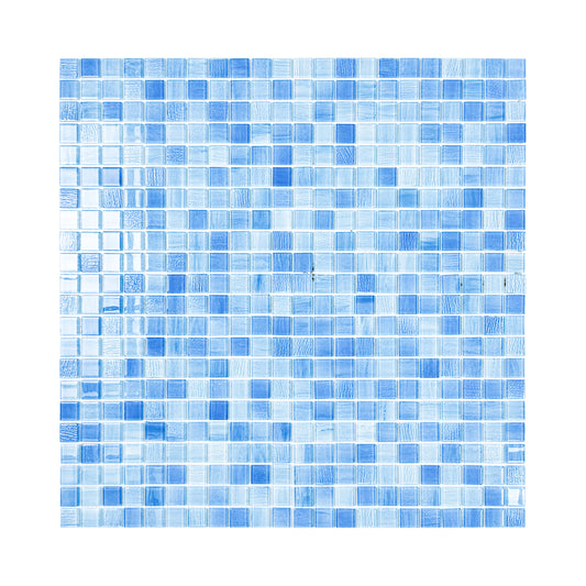 Noble Haven Light Blue & baby Blue & French Blue Mixed Cloud Hand-Drown Crystal Glass Mosaic