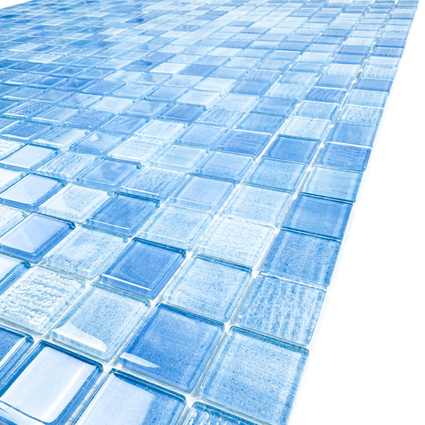 Noble Haven Light Blue & baby Blue & French Blue Mixed Cloud Hand-Drown Crystal Glass Mosaic