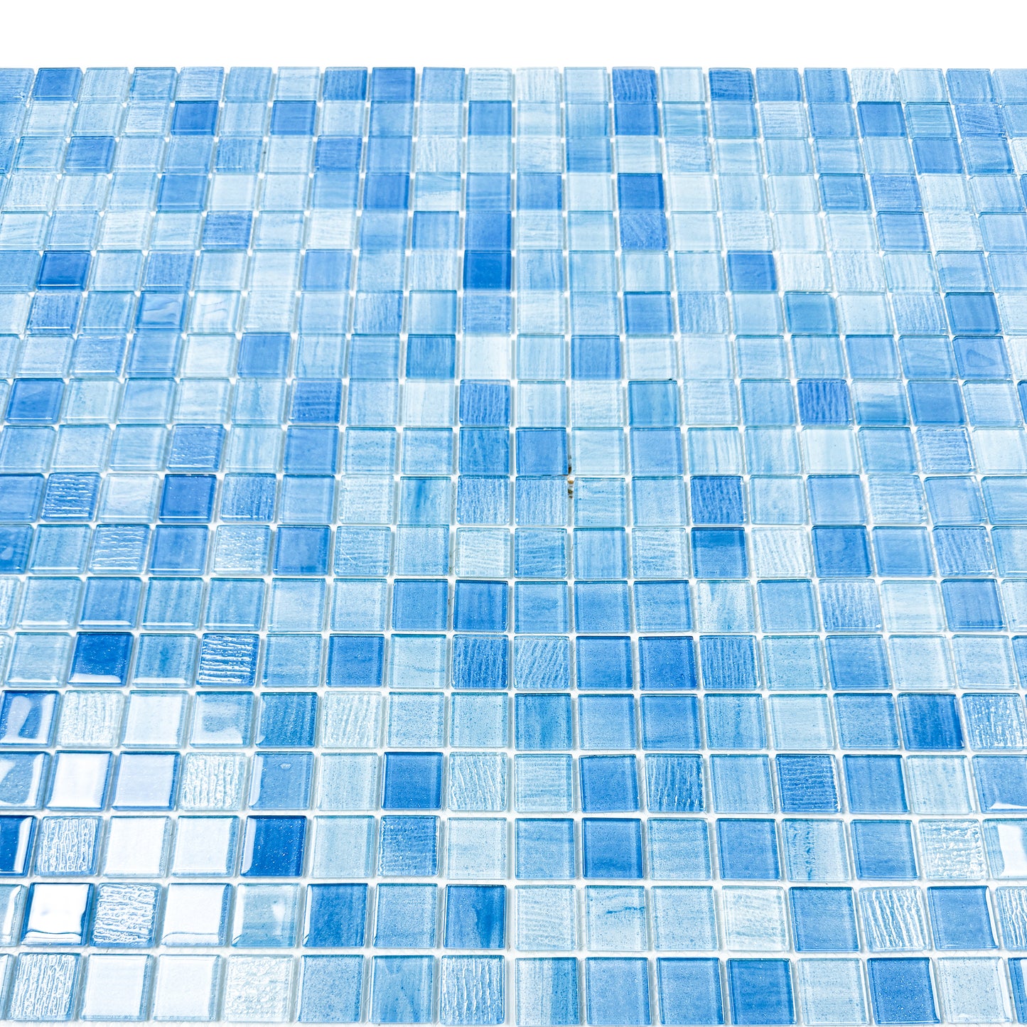Noble Haven Light Blue & baby Blue & French Blue Mixed Cloud Hand-Drown Crystal Glass Mosaic