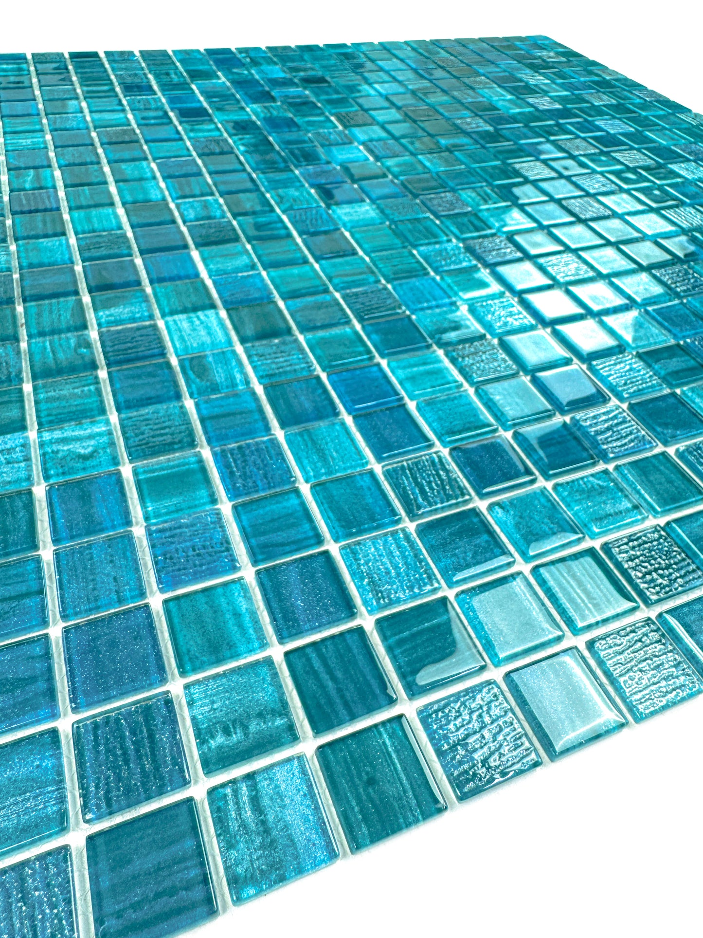 Noble Haven Tiffany Blue & French Blue & Sapphire Blue Mixed Glass Mosaic Swimming Pool Tile