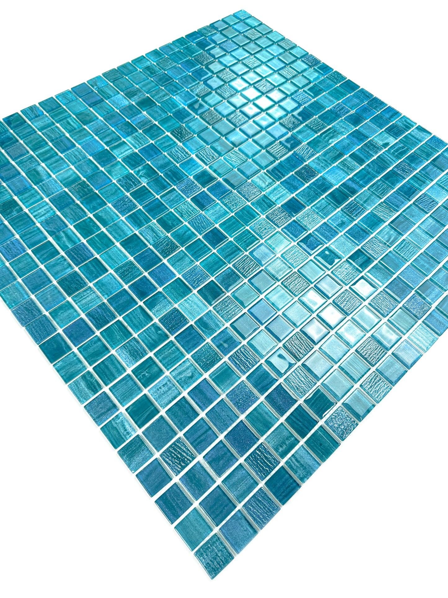 Noble Haven Tiffany Blue & French Blue & Sapphire Blue Mixed Glass Mosaic Swimming Pool Tile