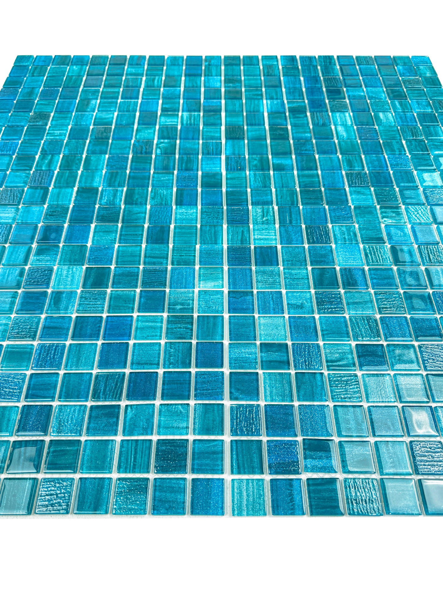 Noble Haven Tiffany Blue & French Blue & Sapphire Blue Mixed Glass Mosaic Swimming Pool Tile