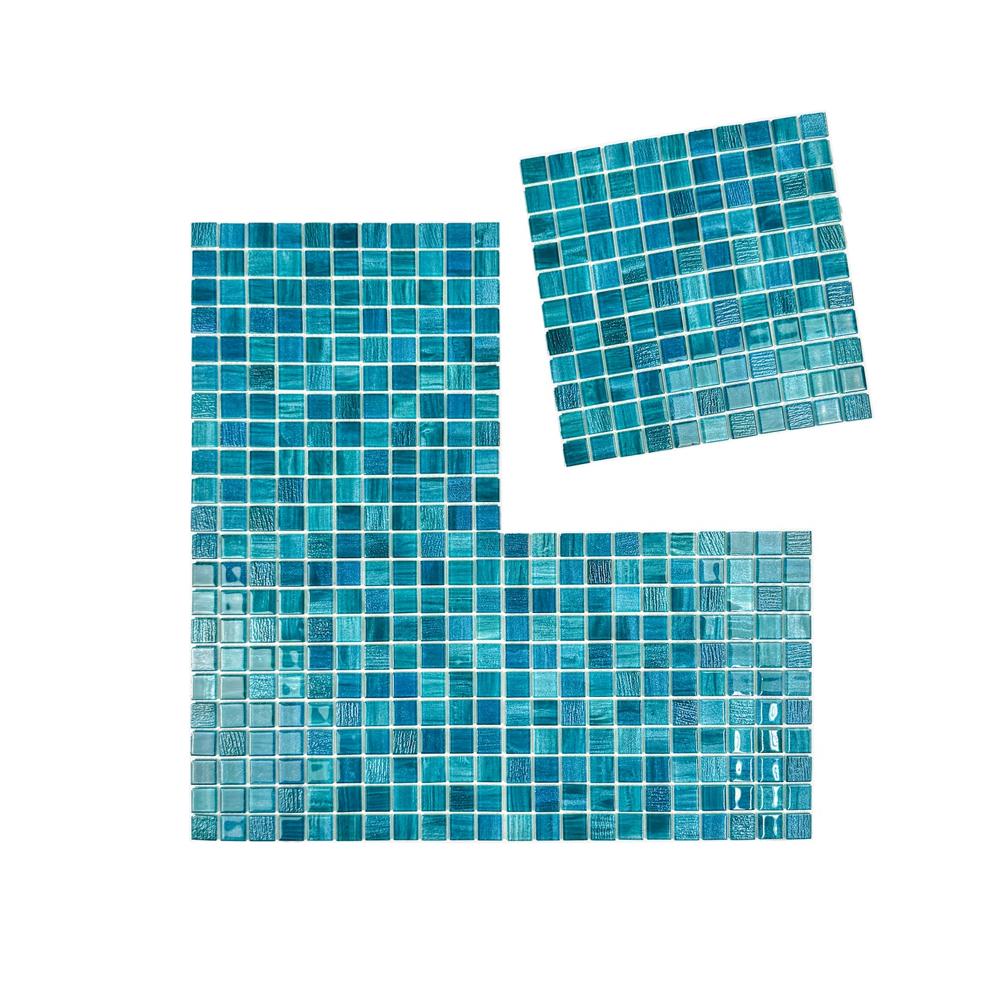 Noble Haven Tiffany Blue & French Blue & Sapphire Blue Mixed Glass Mosaic Swimming Pool Tile