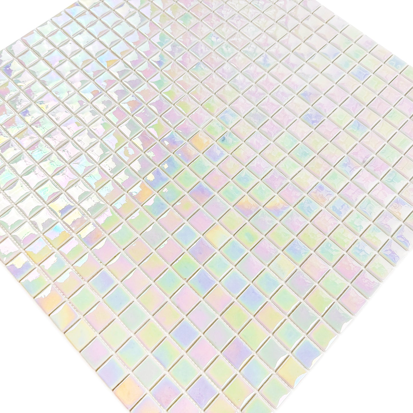 Regal Europe Series White Iridescent Glossy Recycled Glass Mosaic