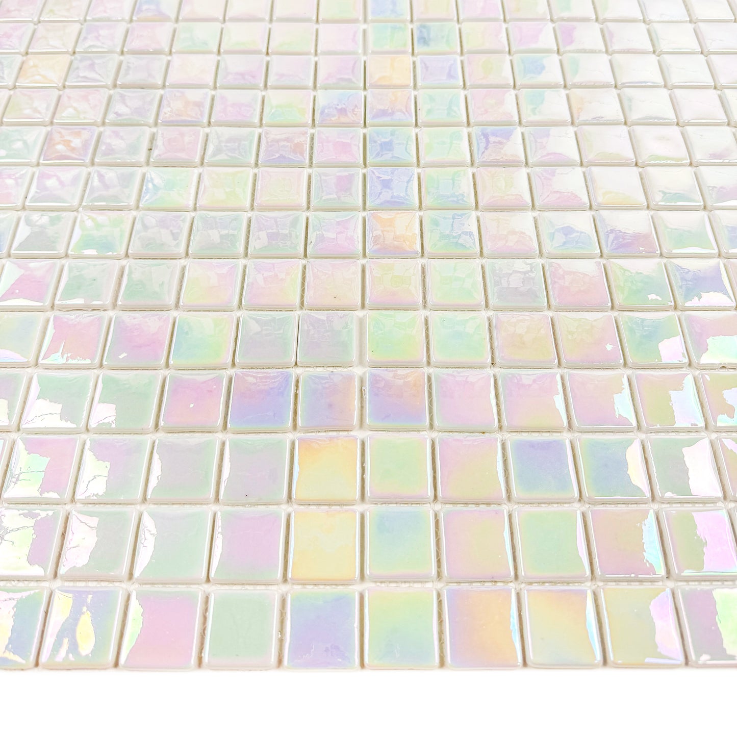 Regal Europe Series White Iridescent Glossy Recycled Glass Mosaic