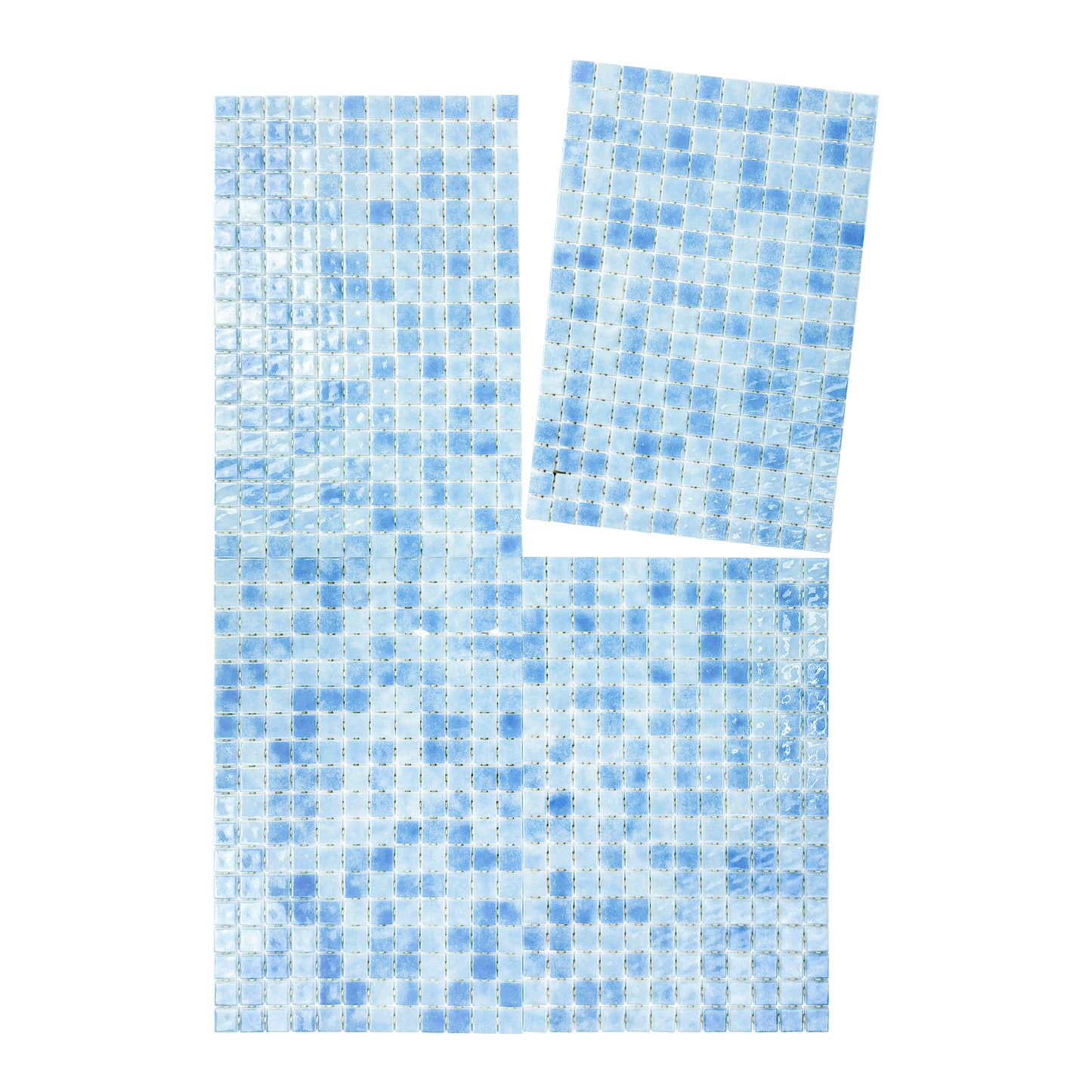 Spanish Mosaic Series Light Blue & Baby Blue Gradiant Color Recycled Glass Mosaic